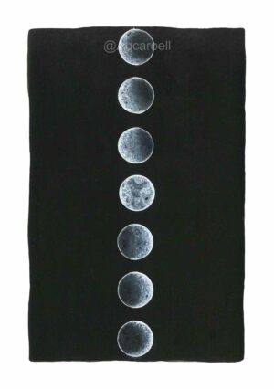 moonphase black background art print, mystical moon wall art