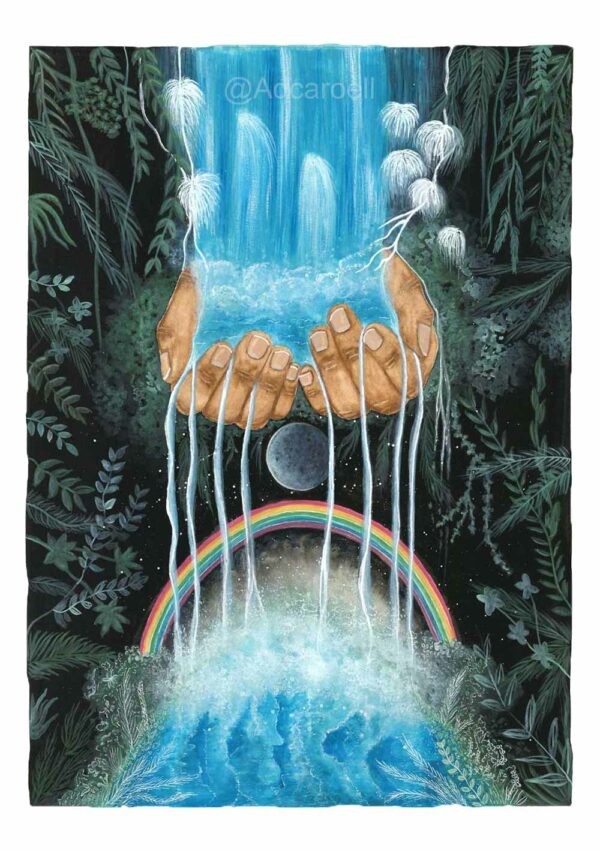 spiritual nature connected wall art , tropical watercolor art, shamanism art print,