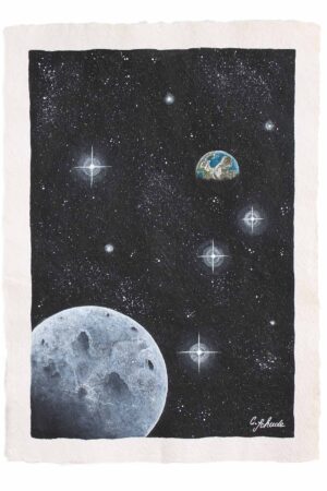 Moon Earth Painting Universe Watercolor