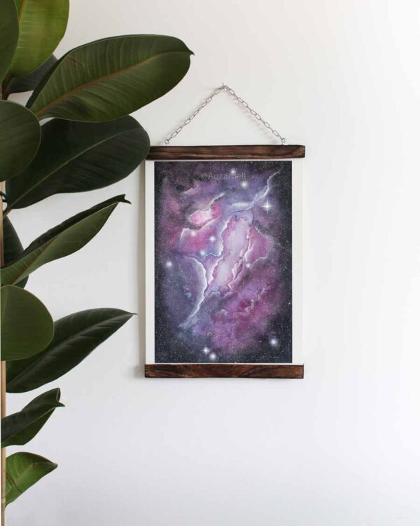 Cosmos Paintin watercolor Universe Print Carola Schade wooden picture frame