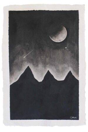 Carola Schade Aqcaroell Watercolor Night Sky Moon Art